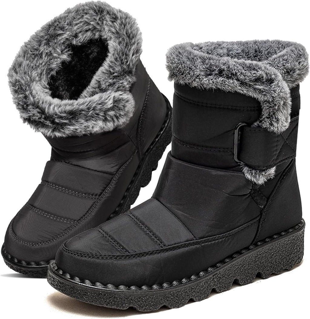Snow Boots,Waterproof,Warm Plush Lined Mid-Calf Winter Boots with Non-Slip Outsole for Cold Weather