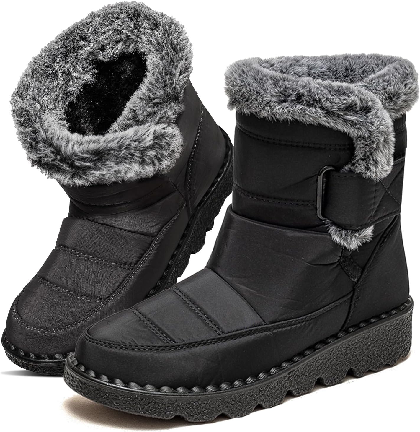 Snow Boots,Waterproof,Warm Plush Lined Mid-Calf Winter Boots with Non-Slip Outsole for Cold Weather