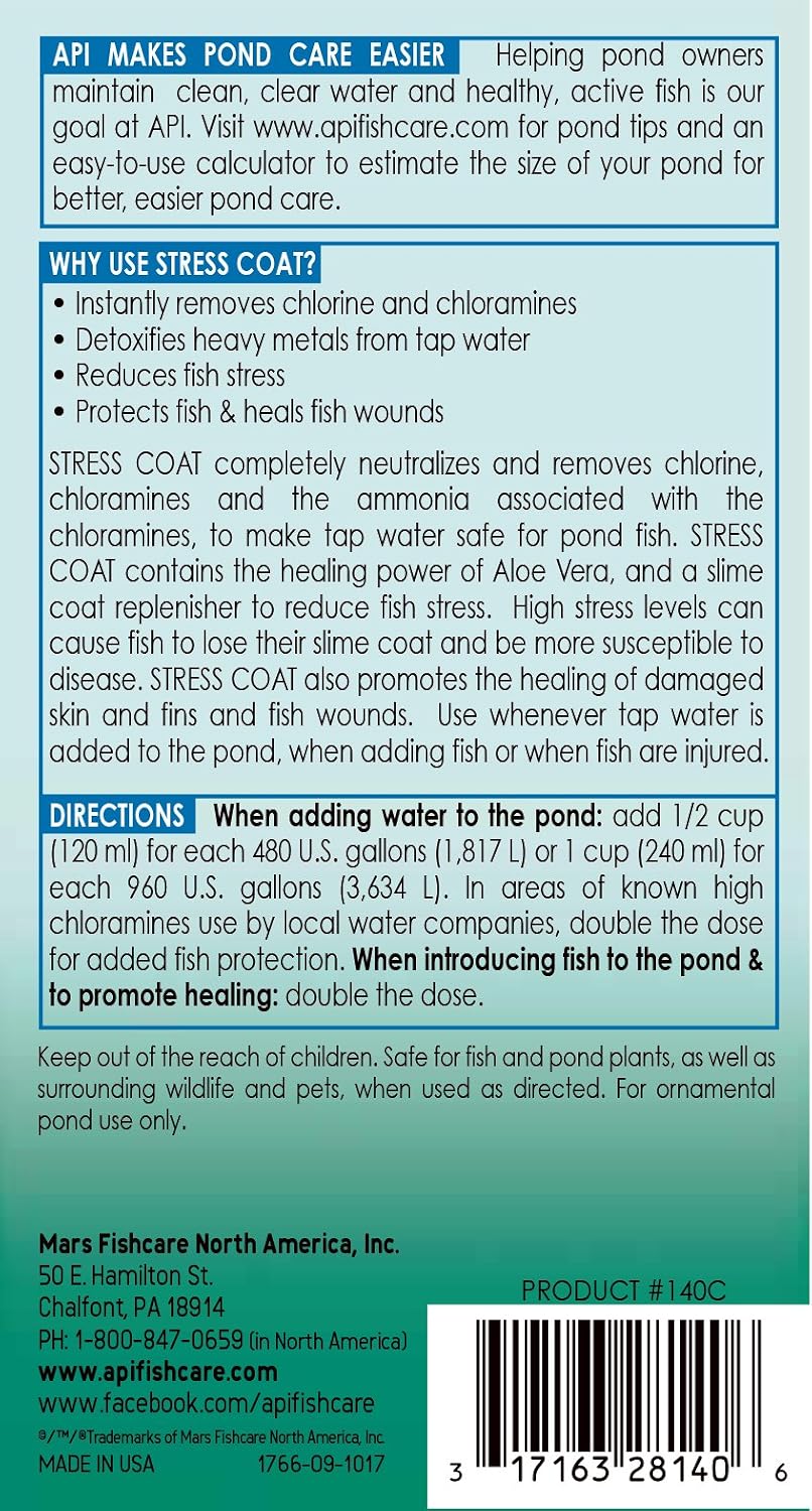 POND STRESS COAT (1 Gallon) Pond Water Conditioner - Quickly Makes Tap Water Safe for Fish & Plants - Up to 15360
