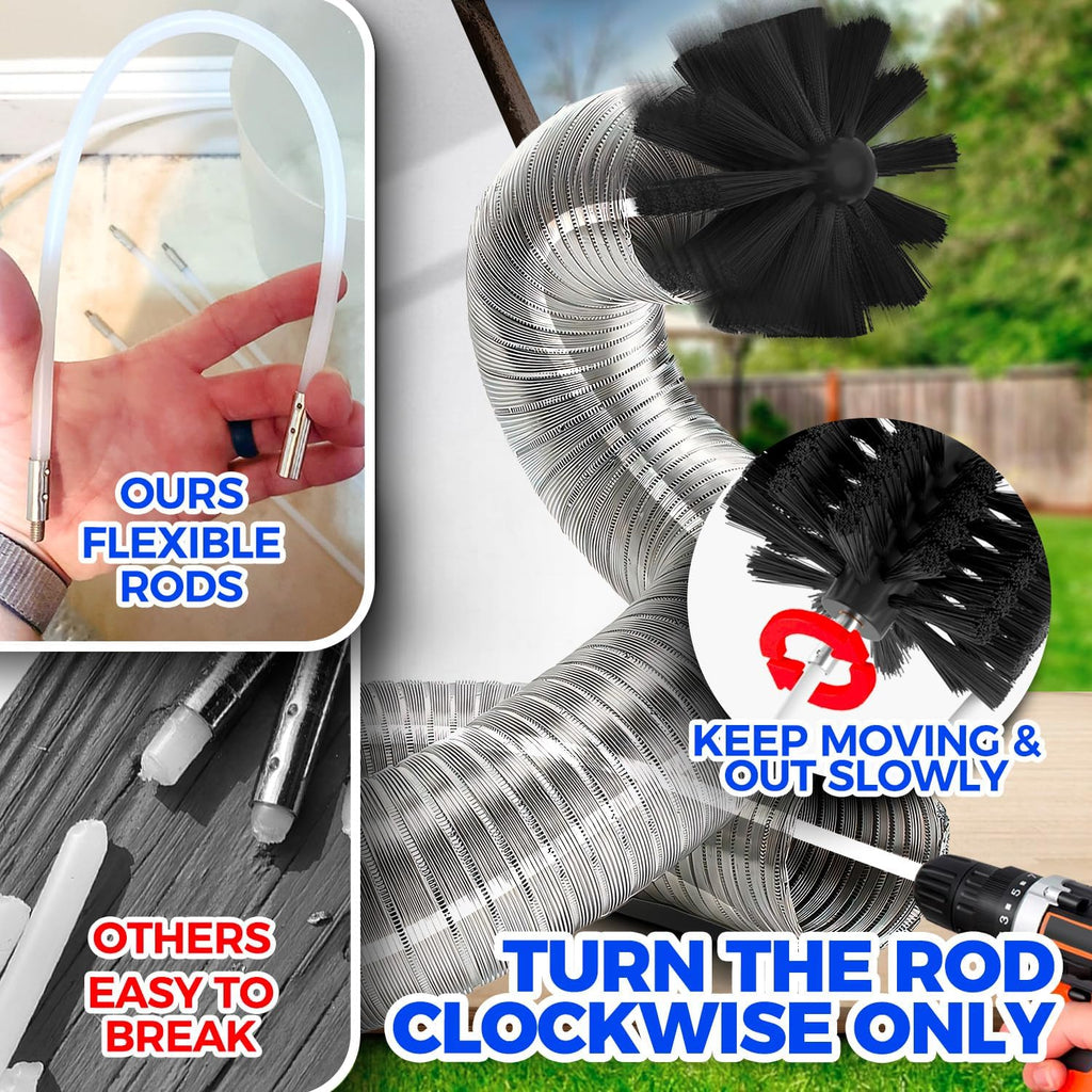 35FT Dryer Vent Cleaner Kit 58Pcs - Lint Remover Brush Vacuum Tools