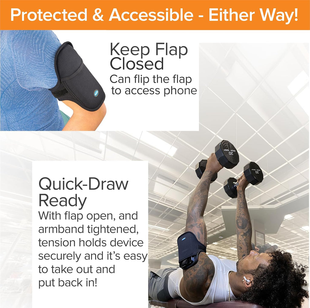 AB93 Running Armband, Universal Fit, Easy Access, Key/Card Slot | EZ Access Workout Holder, Secure, No-Bounce, Fits