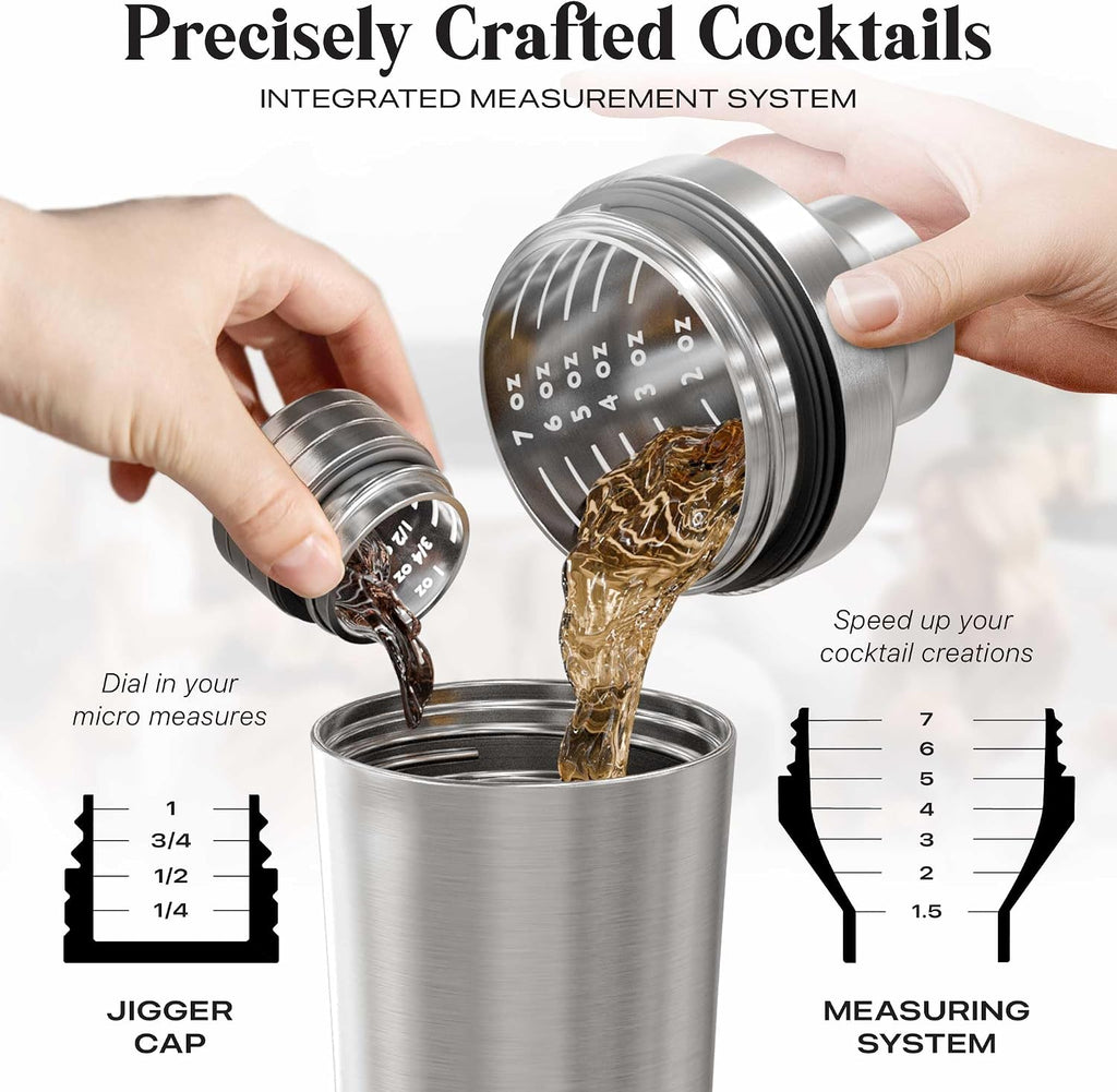 Insulated Cocktail Shaker | Vacuum Double Wall Stainless Steel (Silver)