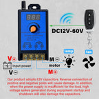 DC 12V-60V 12A PWM Motor Speed Controller w/ 2 Wireless Remotes