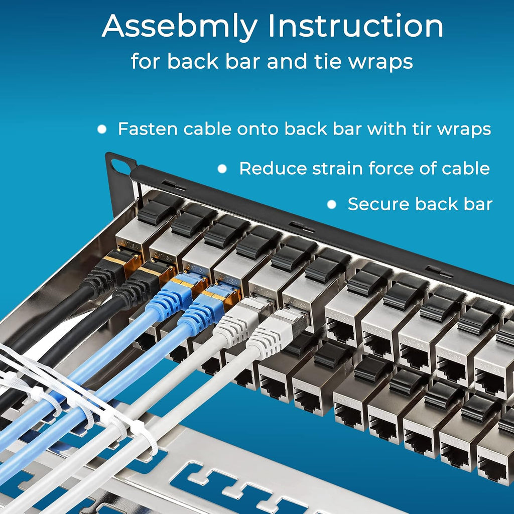 Patch Panel 48 Port Cat6A with Inline Keystone 10G Support, Coupler Patch Panel STP Shielded 19-Inch with Removable