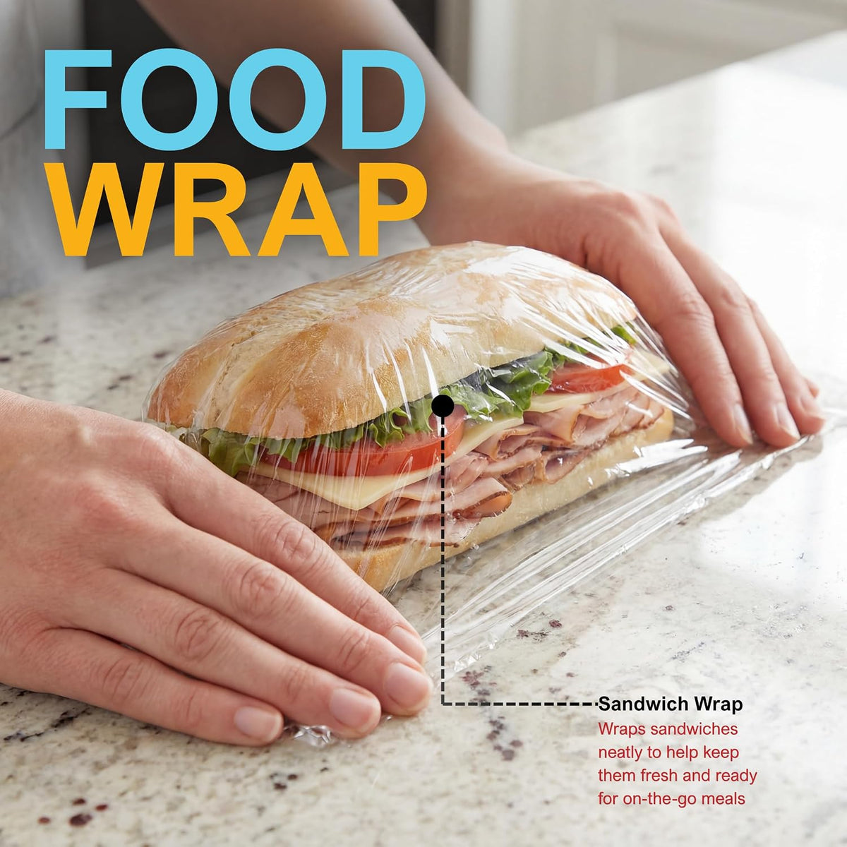 12 in x 2000 ft PVC Cling Wrap,Heavy Duty,Slide Cutter,Clear,Food Safe