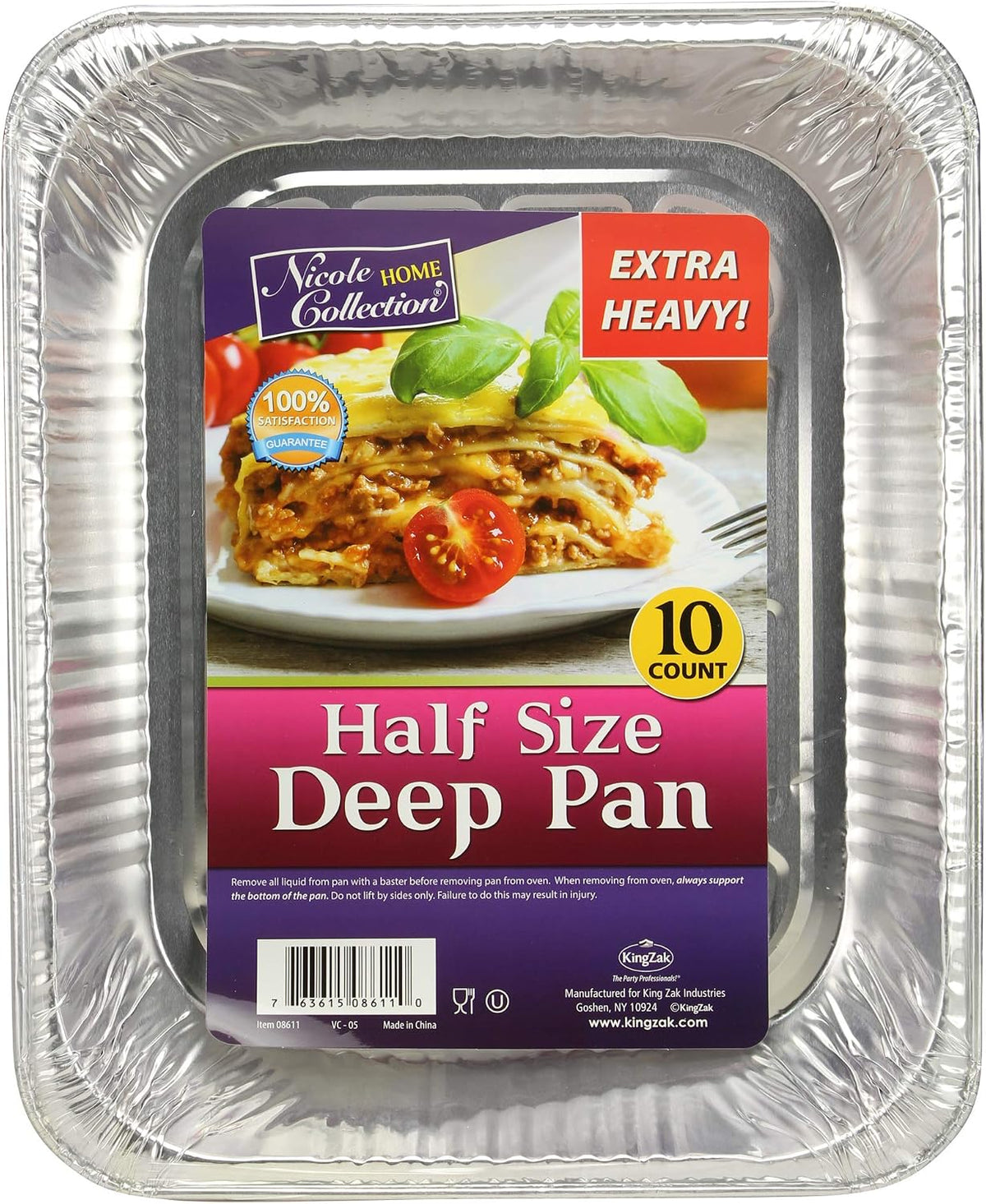 Aluminum Pans Half Size, 9X13, Extra Heavy Duty Disposable Foil Pans For Baking (10 Pack) Roasting & Chafing, Deep