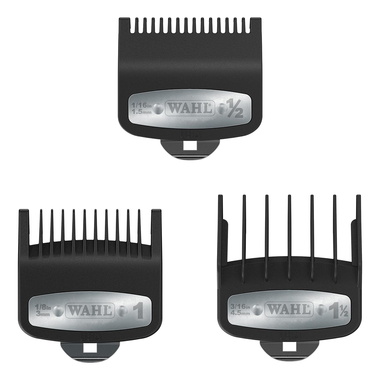 Wahl Professional 3 Pack Premium Attachments, Secure-Fit, Model 03354-5001 | Clipper Guard Set Includes 1/2, 1 &