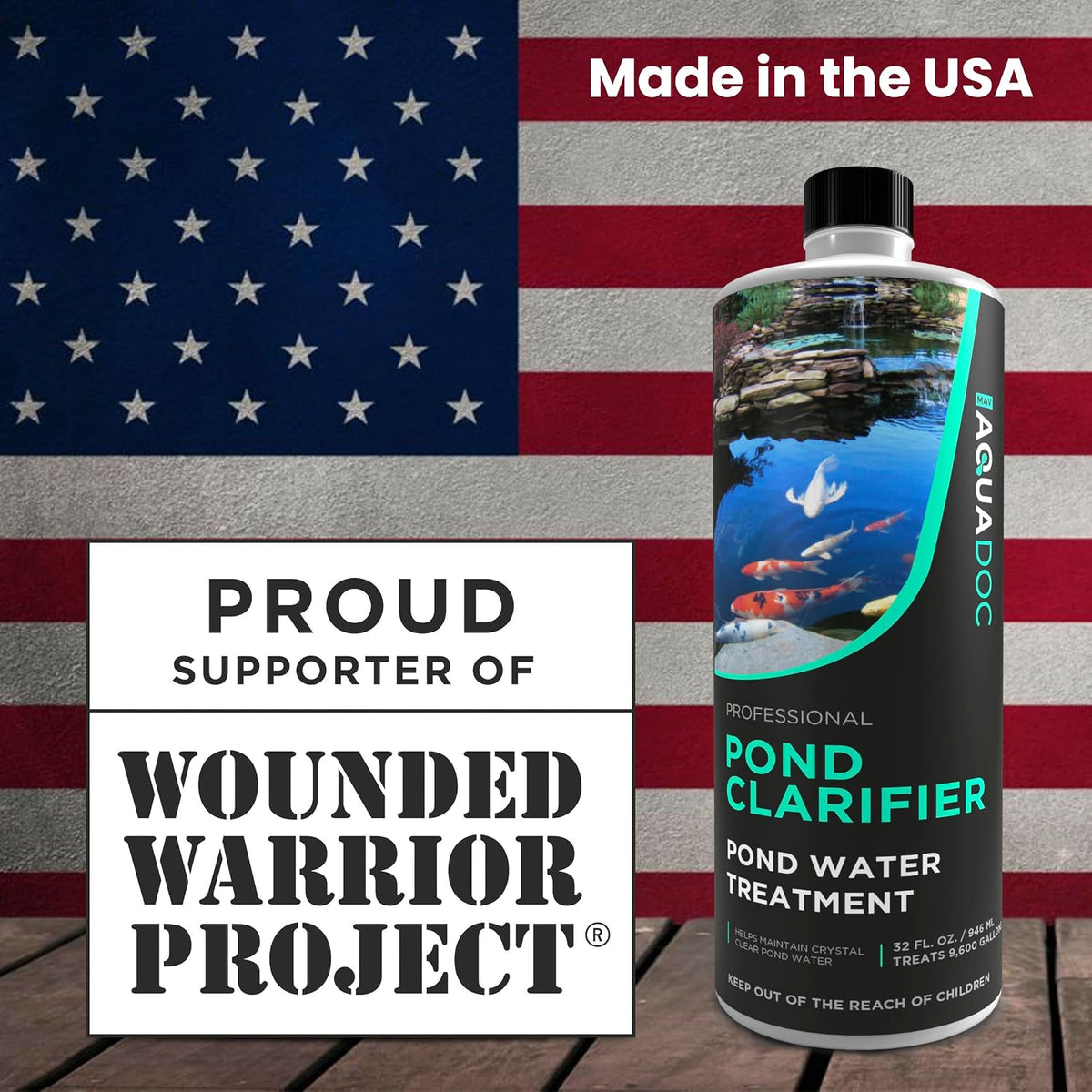 AquaDoc Pond Water Clarifier - Enzyme-Based Treatment for Fish Ponds, 32 oz