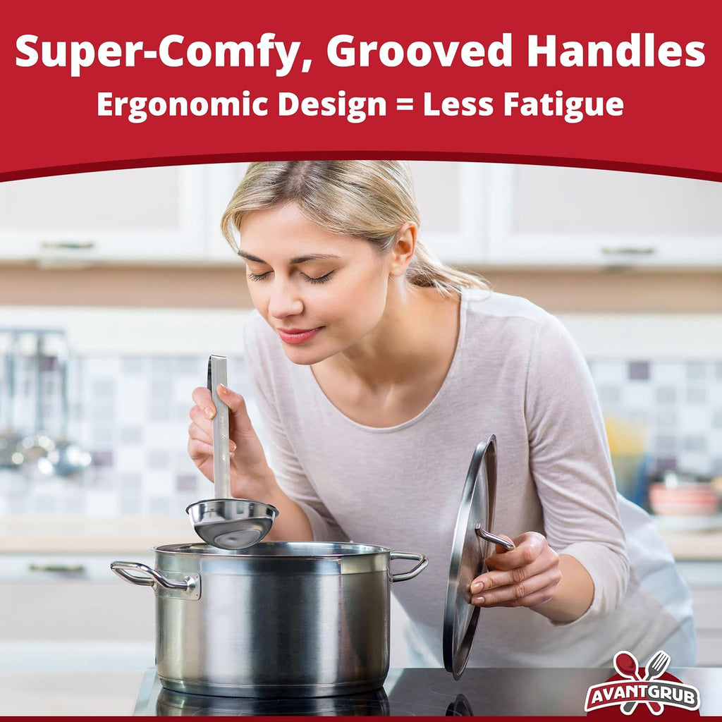 Super Sturdy, Ergonomic 8 Oz. Soup Ladle 1 Pk. Stainless Steel Ladles with Long Handles. Best Kitchen Accessories for