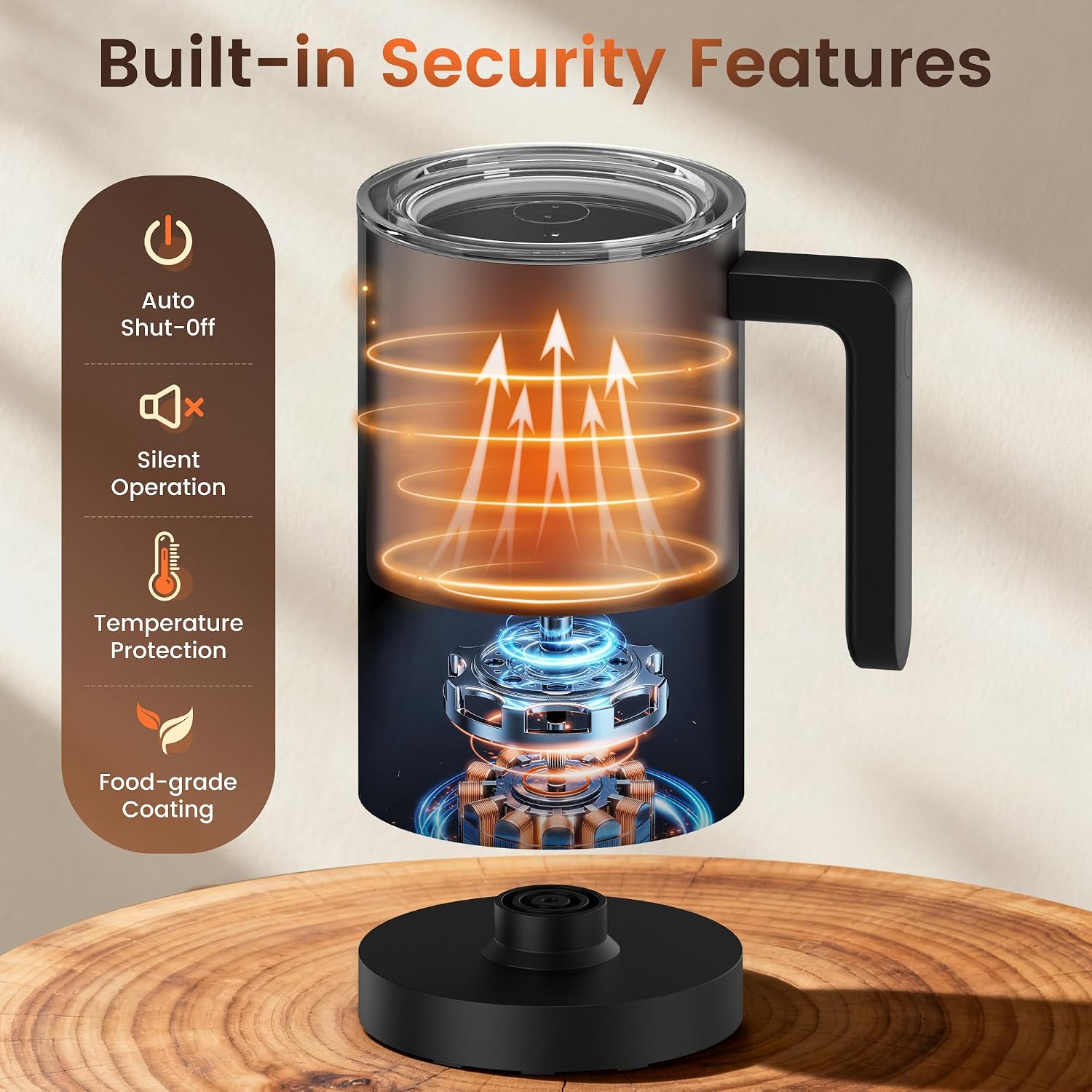 4-in-1 Electric Milk Frother & Steamer – Automatic Frother Machine, Barista-Style Hot & Cold Foam for Lattes