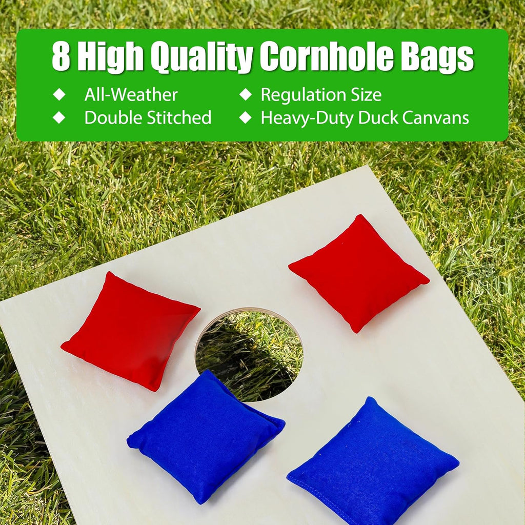 4x2Ft or 3x2Ft Solid Wood Cornhole Game Board with 8 Bean Bags and Carrying Case for Outdoor Yard Beach Lawn Party