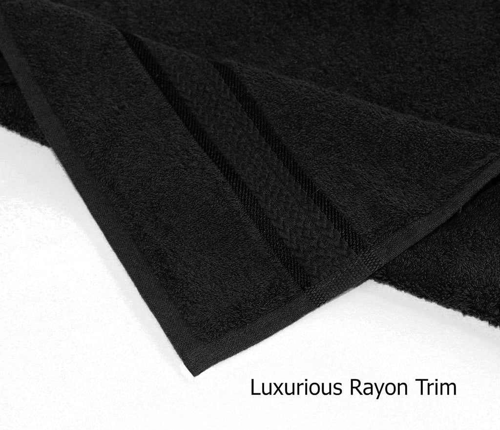 Ultra Soft Washcloths - 12 Pack 100% Ringspun Cotton Facecloth | Large 12x12 inch Black Wash Cloths - Plush 580 GSM