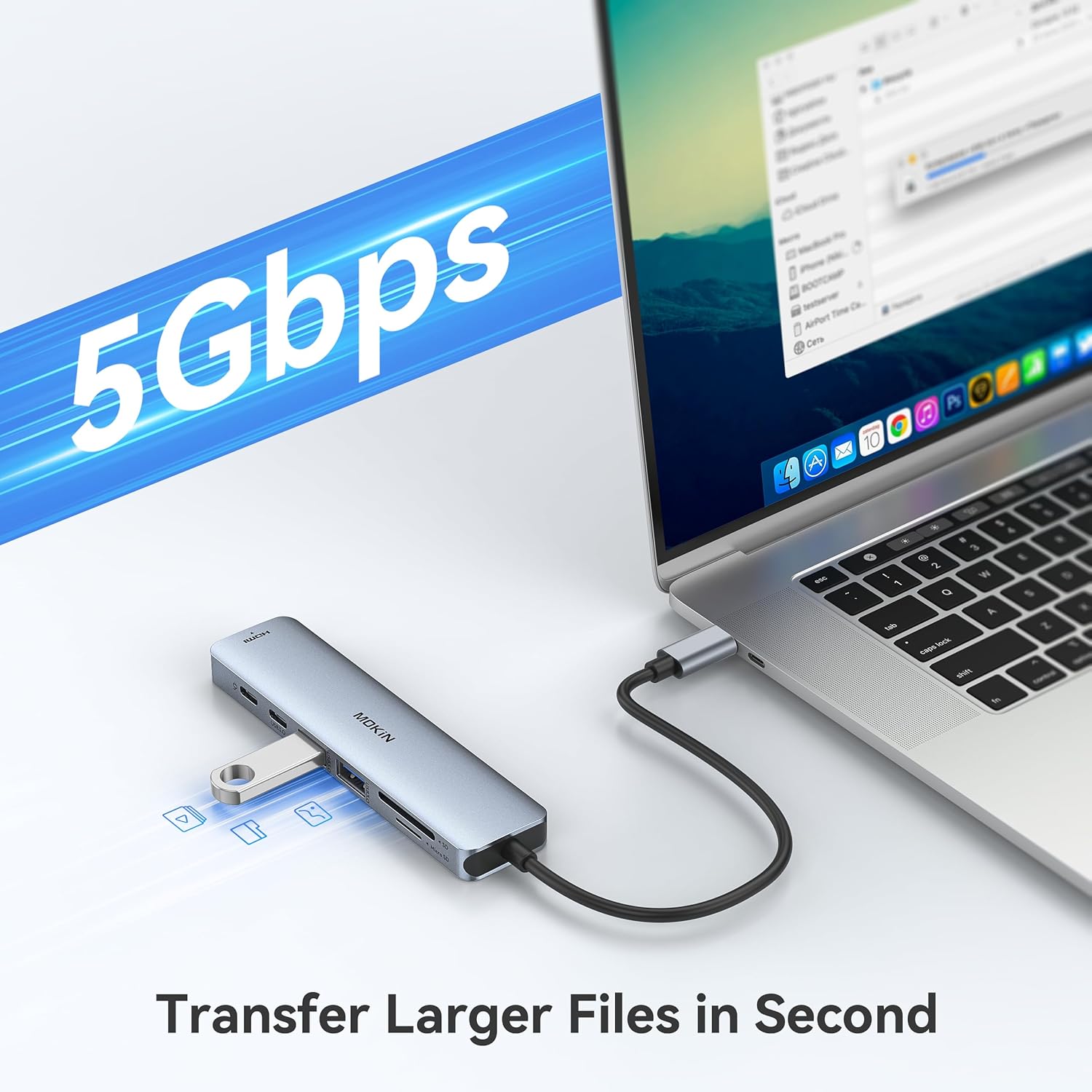 USB C Hub HDMI Adapter for MacBook Pro/Air, MOKiN 7 in 1 USB C Dongle with HDMI, SD/TF Card Reader, USB C Data