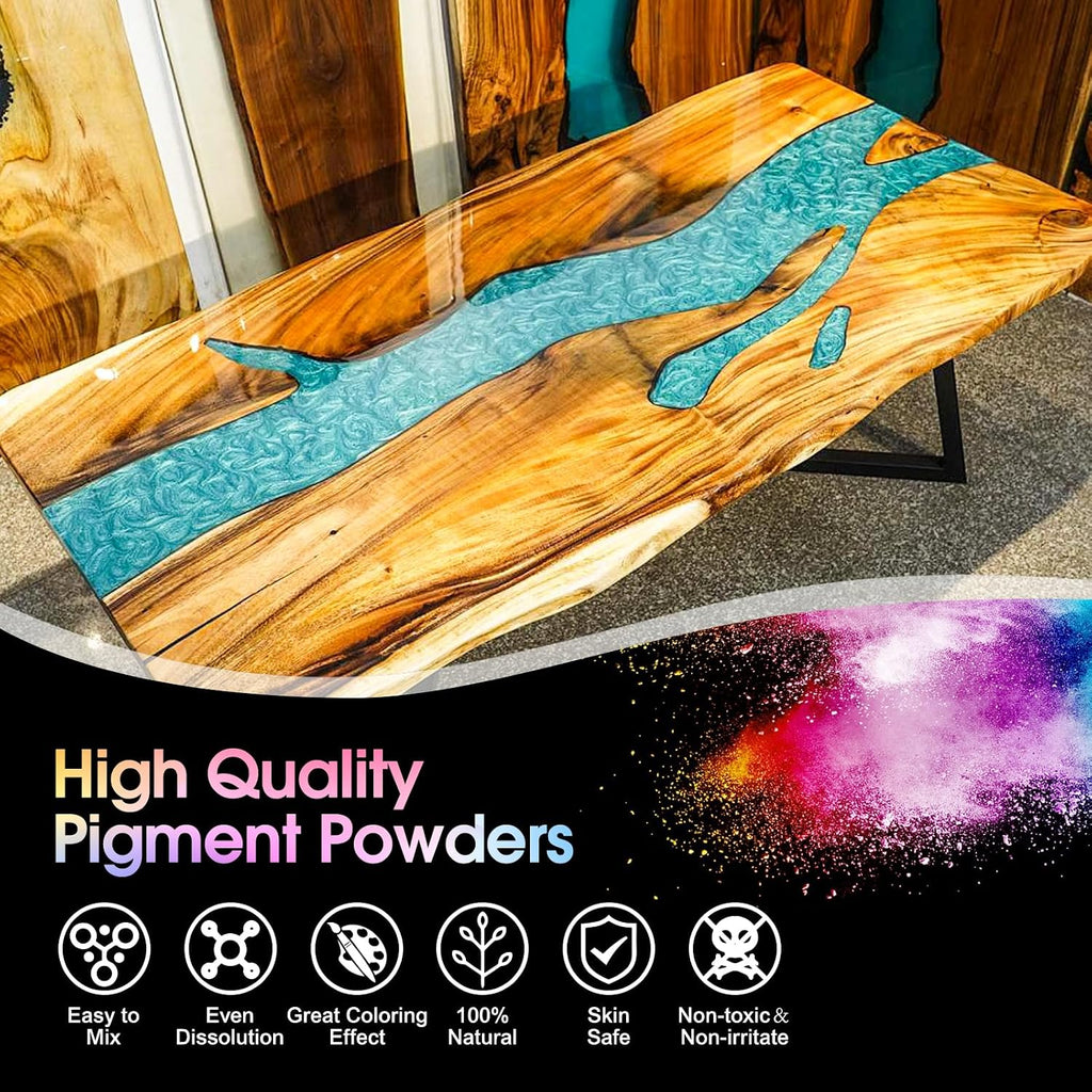 Mica Powder 12 Colors Pearlescent Pigment - for Resin Epoxy, Soap Making, Nail Polish, Lip Gloss, Eye Shadow, Bath