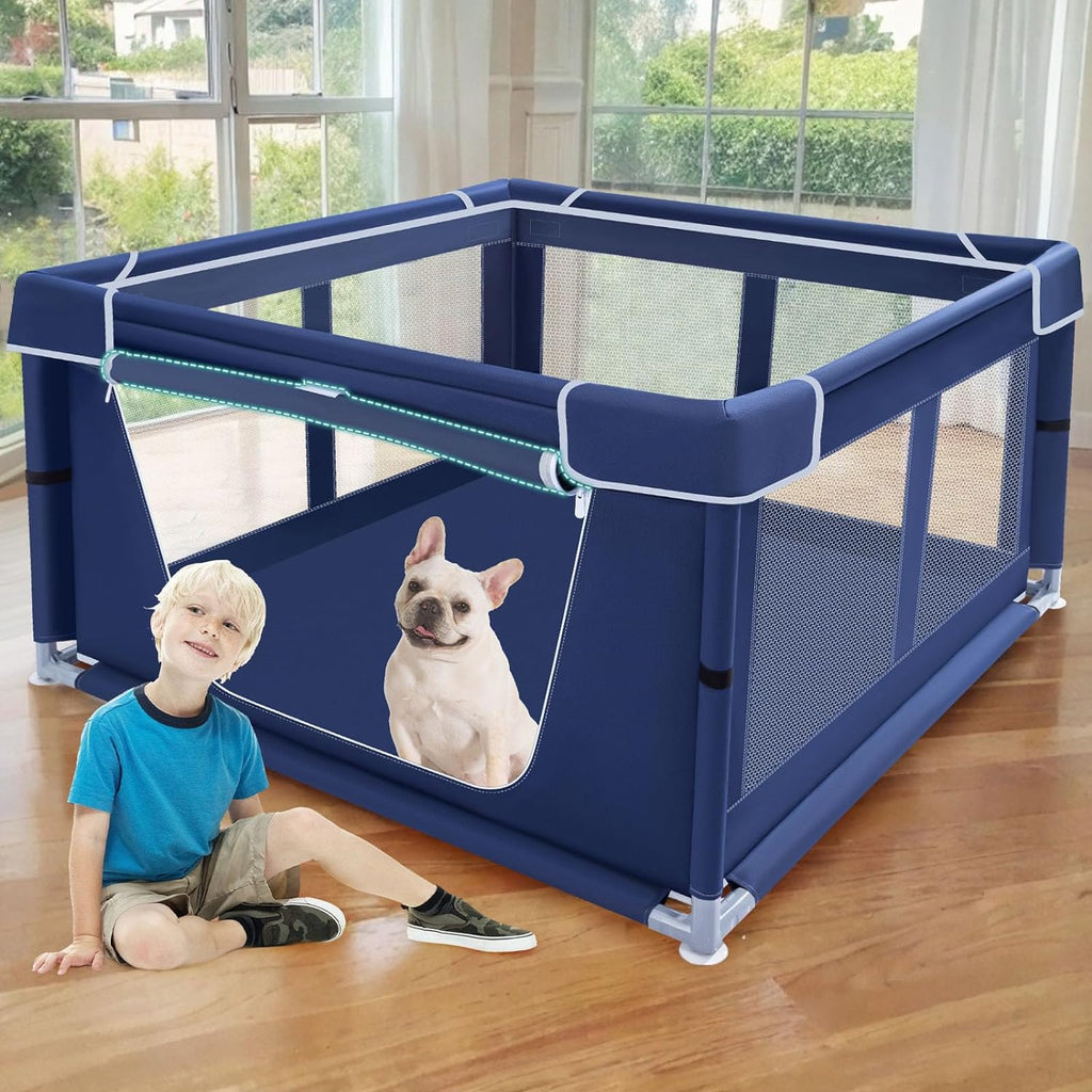 42x42 Inches Puppy Playpen with Gate, Dog Playpen for Puppies or Small Dogs, DogFence Pet Playpen for Indoor &