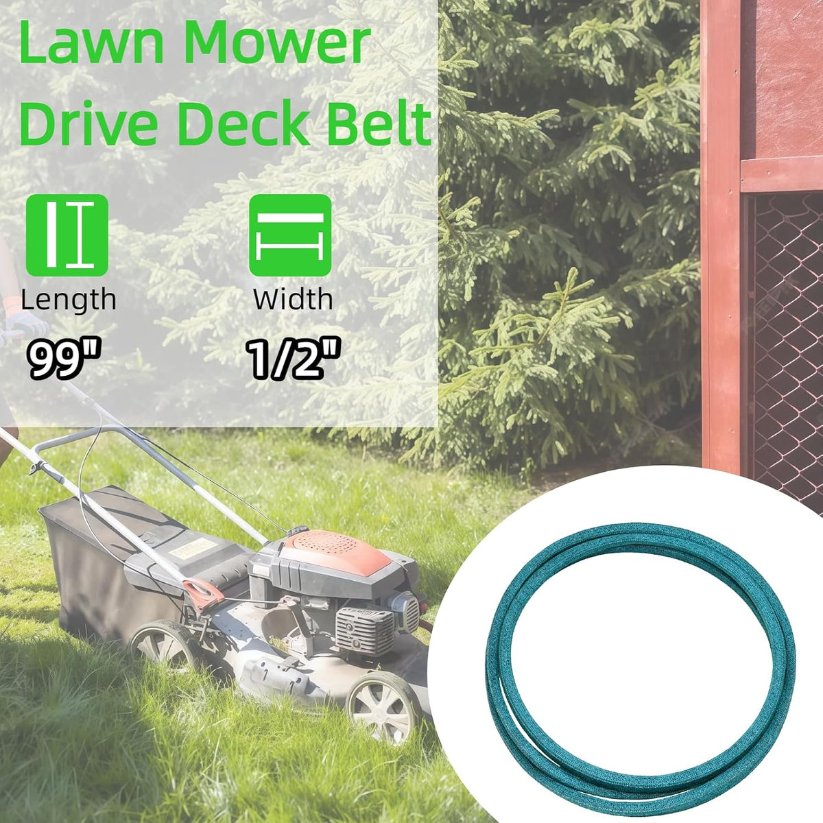 1/2" x 99"Lawn Mower Tractor Deck Belt for MTD 754-0440 954-0440 MTD LT-16 LT-165 LT-18 LT-185 with 46" Deck Toro 94-4291