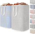 2 Pack Laundry Basket 80L Each, Collapsible Clothes Hamper with Reinforced Handles, Freestanding Waterproof Design