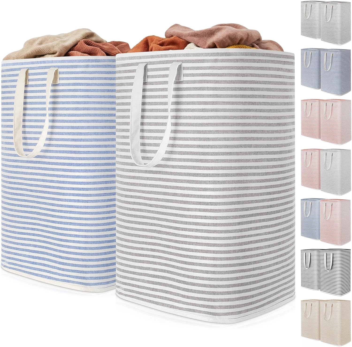 2 Pack Laundry Basket 80L Each, Collapsible Clothes Hamper with Reinforced Handles, Freestanding Waterproof Design