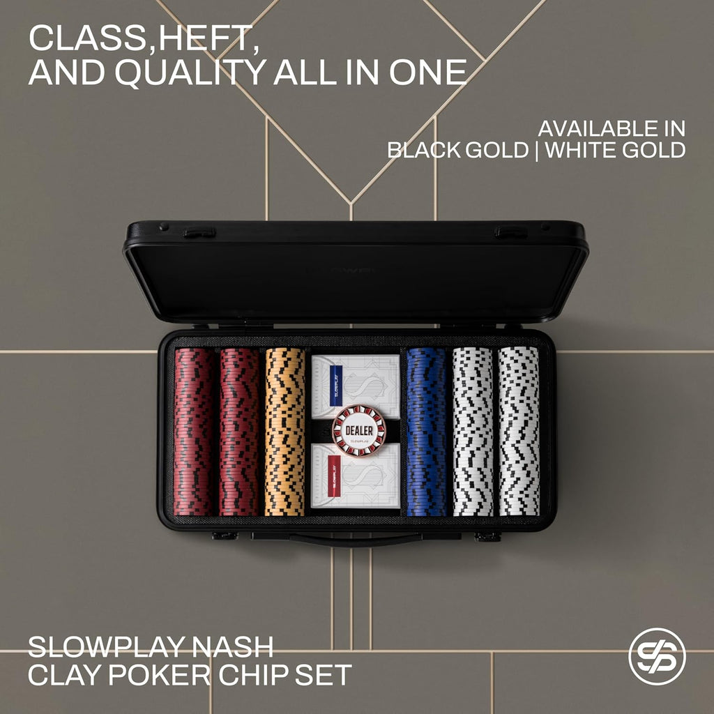 Nash Clay Poker Set, 14g&40mm Poker Chips for Texas Hold'em | Black Gold Edition; 500 pcs Numbered Full Set; premium