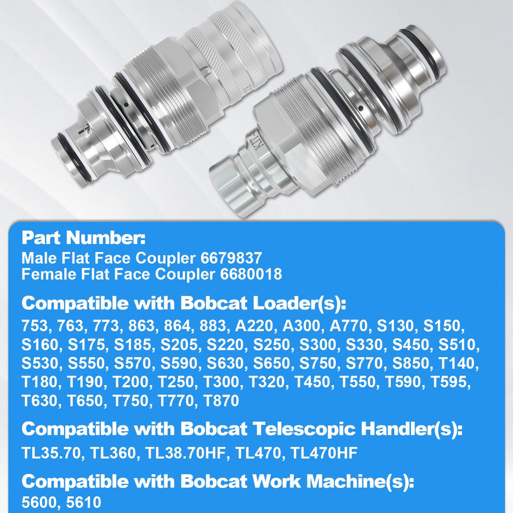 6679837 6680018 Hydraulic Coupler Set Compatible with Bobcat