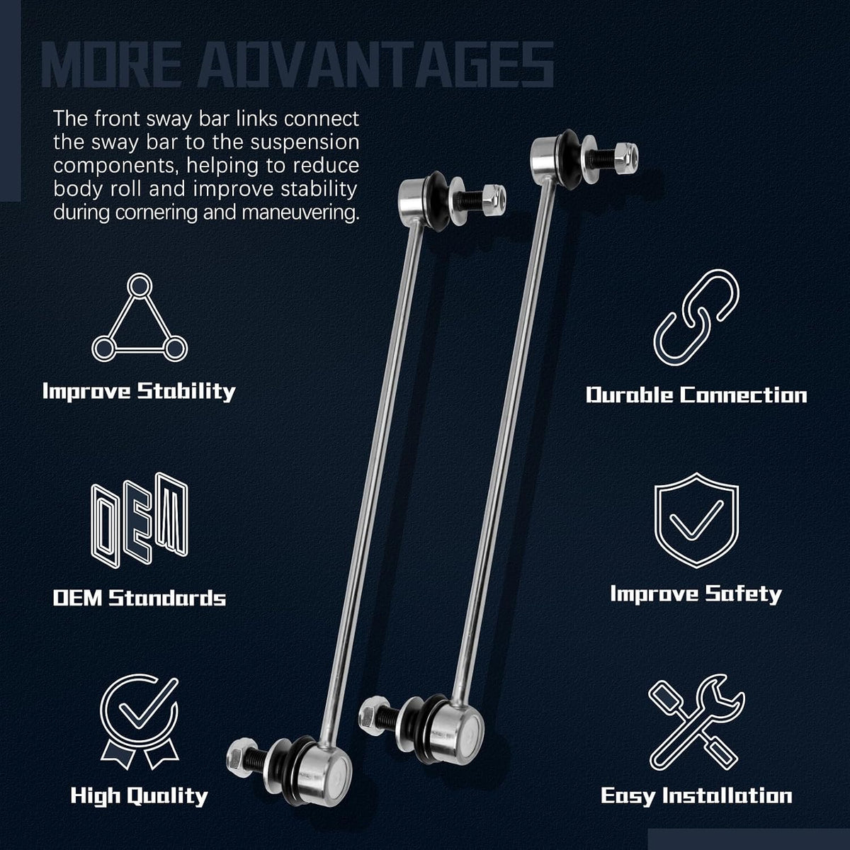 K750043 Stabilizer Sway Bar Links Front for 2006-2019 Lexus CT200h HS250h NX200t NX300 NX300h,Scion iM tC xB,Toyota Corolla iM Prius/Plug-In/V Rav4