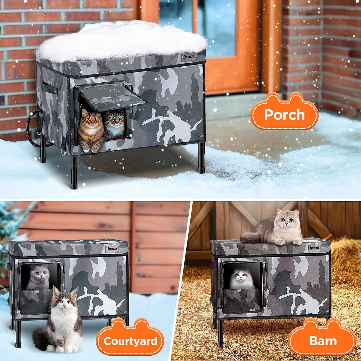 6 Layers Ultra Sturdy Cat Houses for Outdoor Cats, 100% Waterproof with 900D Oxford Fabric & Fully Insulated