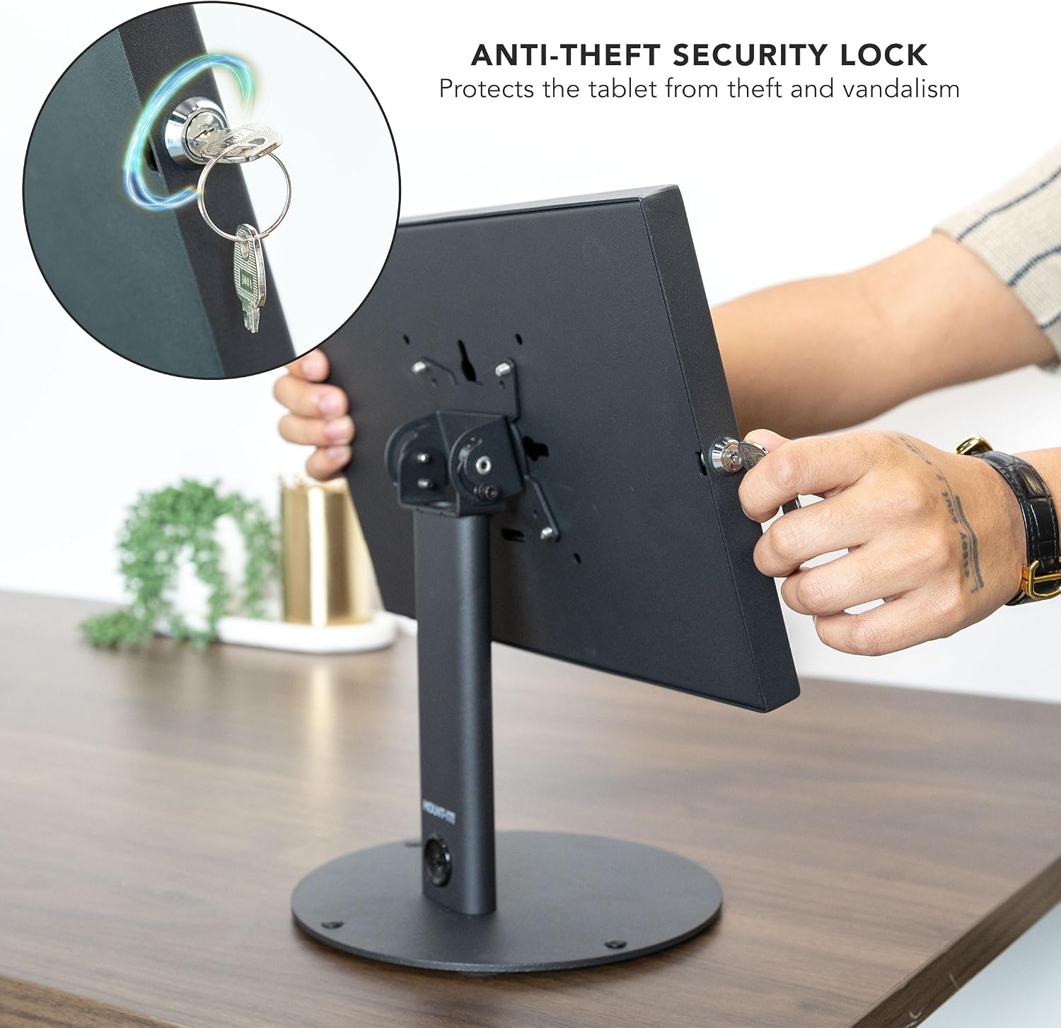 Lockable Tablet Countertop Kiosk Stand Compatible with Samsung | Galaxy Tab A & S Series, Fully Enclosed Anti-Theft