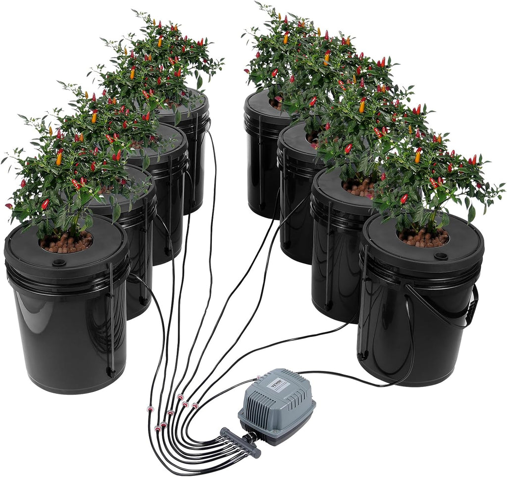 DWC Hydroponic System, 5 Gallon 8 Buckets, Deep Water Culture Growing Bucket, Hydroponics Grow Kit with Pump, Air