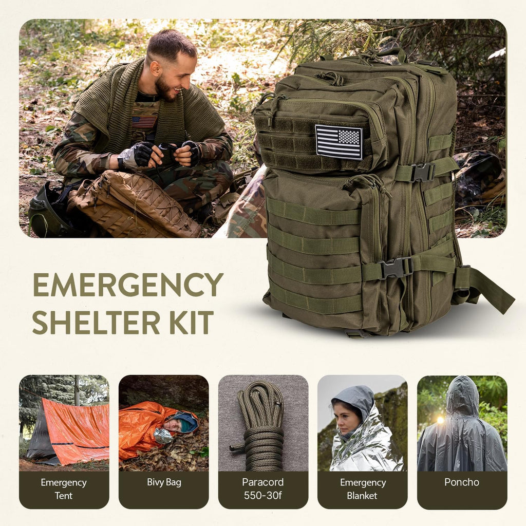 72 Hour Survival Kit, 45L Bug Out Bag with Emergency Food, Water Filter, First Aid Kit, Shelter and Survival Tools