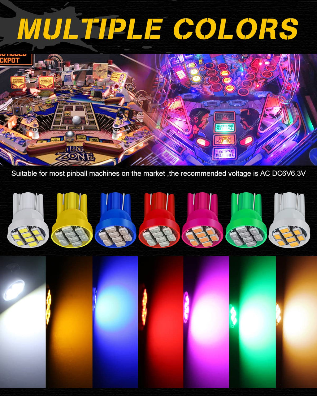 555 Arcade Pinball Led Bulbs White Non-Polar AC DC 6V 6.3V