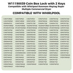 W11190039 Coin Box Lock for Whirlpool Commercial Laundry Washers, 2 Keys