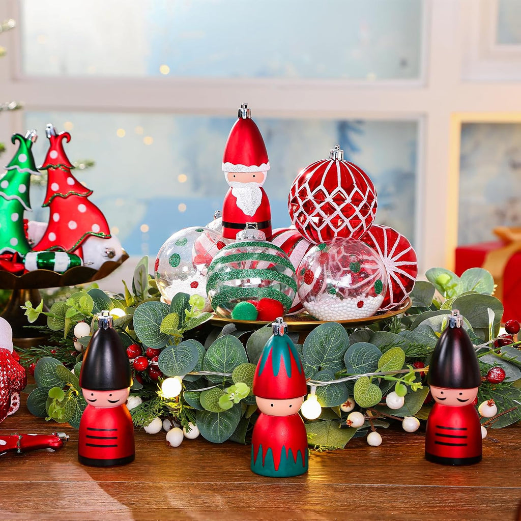 95pcs Christmas Balls Ornaments Set, Shatterproof Plastic Baubles, Soldiers, Christmas Socks for Xmas Tree Holiday