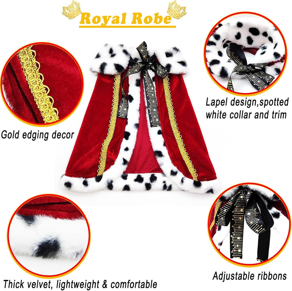 Pet Cloak King Dog Cape Robe Cute Halloween Christmas Cat Costume Queen Clothes Lux Fur Royal Cape Prince Princess