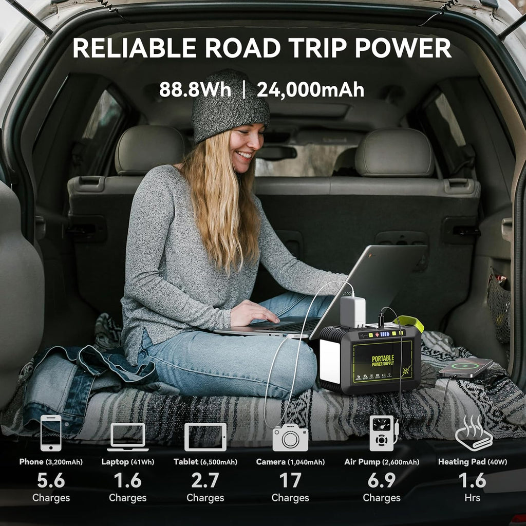 88.8Wh Solar Generator with 21W Solar Panel Included Portable Power Station 80W 110V 120W Max for Camping Outdoor