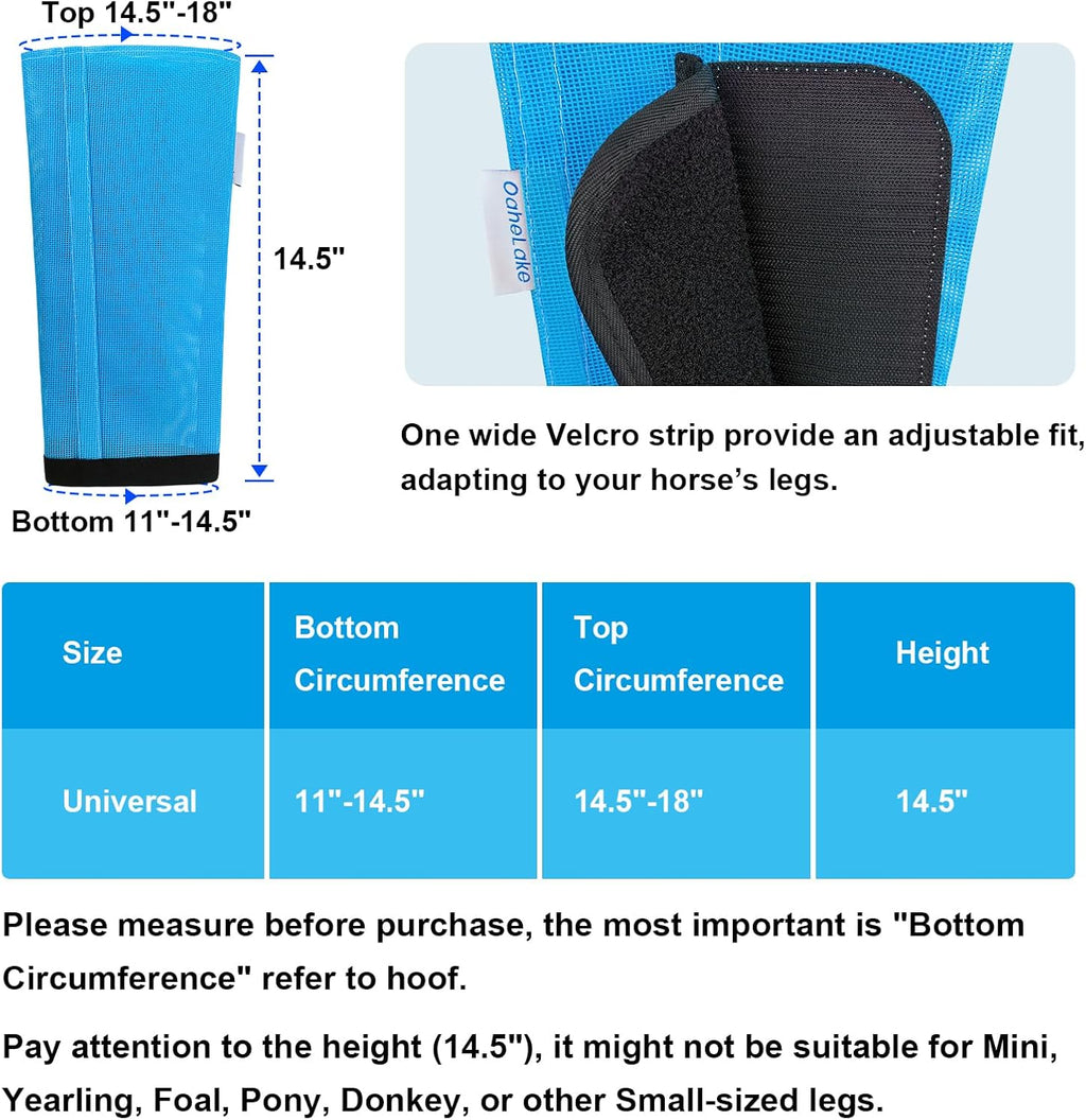 Fly Boots for Horses Set of 4, Equine Loose Fitting Leggings (Sky Blue)