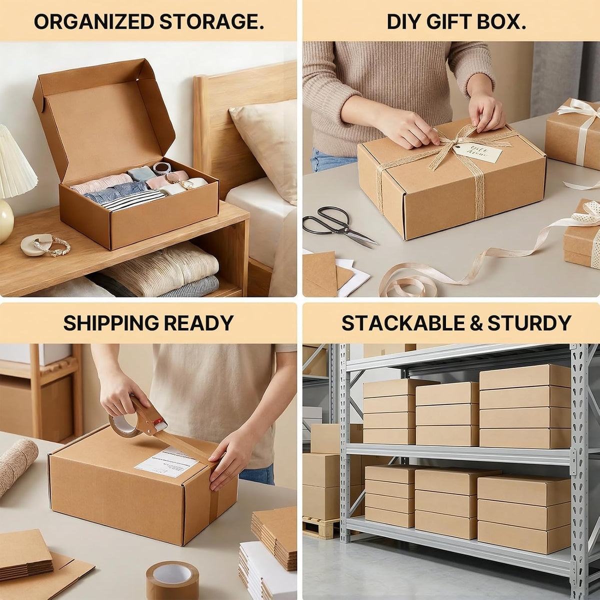 8x6x2 inches Small Brown Shipping Boxes 25 Pack，Corrugated Cardboard Gift Boxes，Mailing Boxes for Small Business