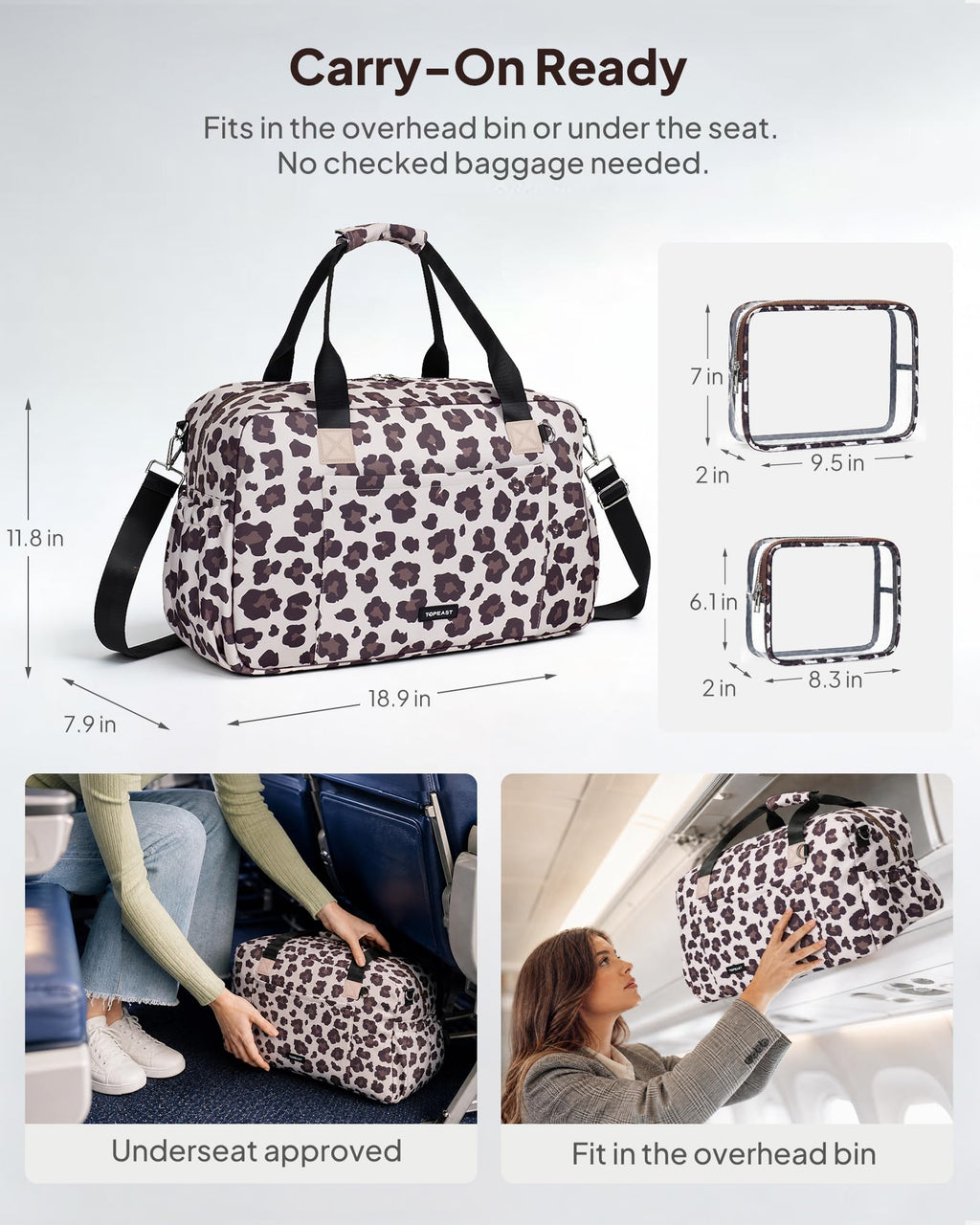 3Pcs Weekender Bags For Women, Carry On Bag, Overnight Bag