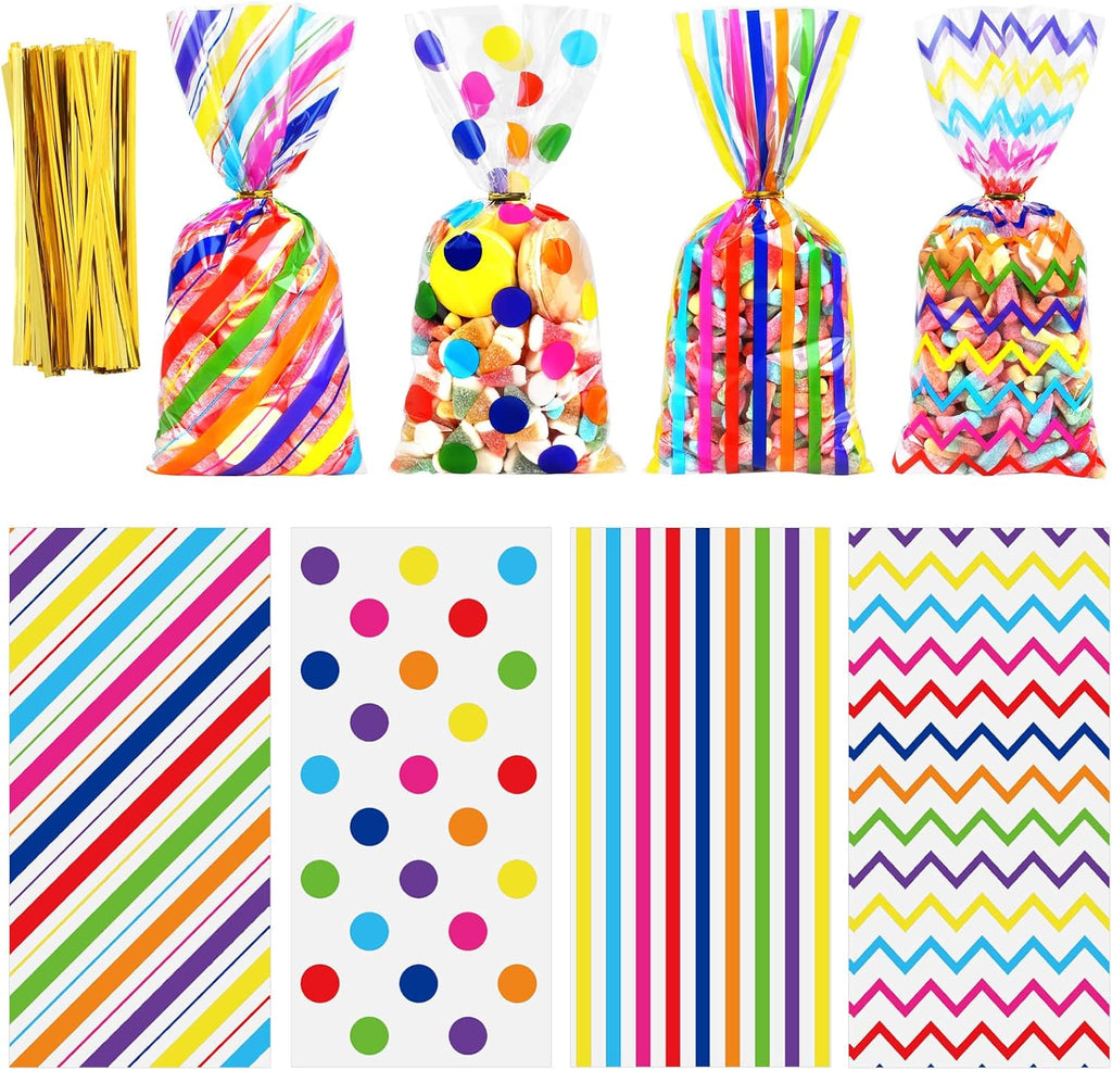 Rainbow Cellophane Bags 100 Pack 10.6 x 5.1 Inch