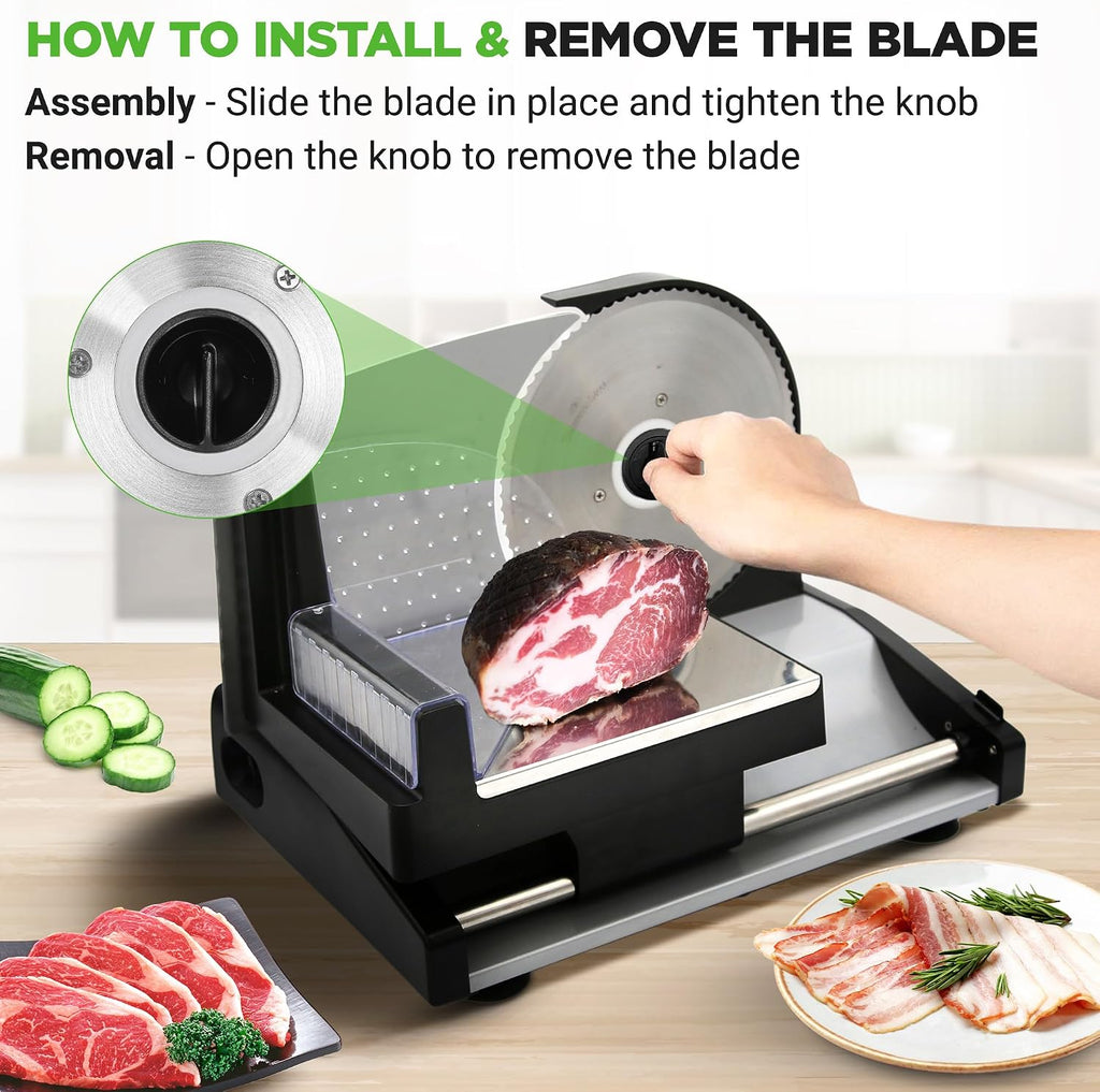 Stainless Steel Meat Slicer Blade | Electric Home Meat Slicer Blade Replacement for NUGJ801 | Precision-Cut Serrated