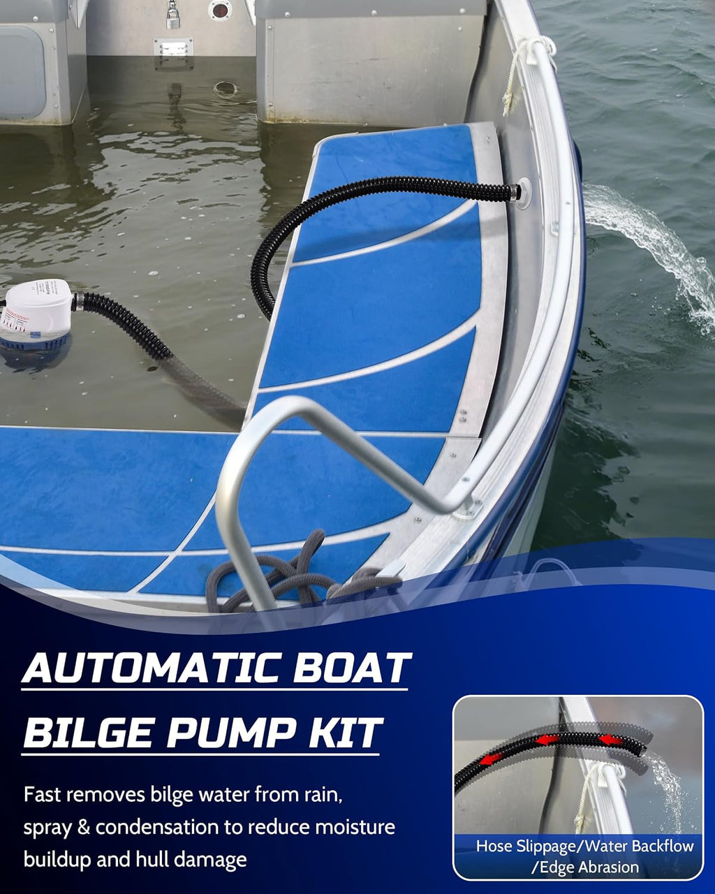 12V Automatic Boat Bilge Pump Kit, 1100GPH DC Marine Pump w/Float Switch