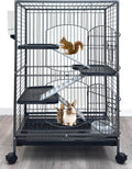 Large 37-inch 4-Levels Metal Ferret Guinea Pig Cage 2 Large Front Doors Small Animal Hutch for Squirrel Rabbit