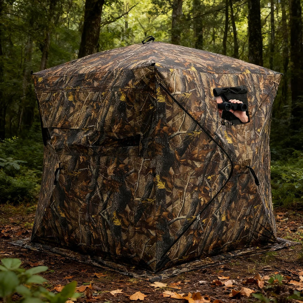 270°See Through Hunting Blind, 2-3 Person Pop Up Camouflage Tent with Carrying Bag, Portable Hunting Tent with