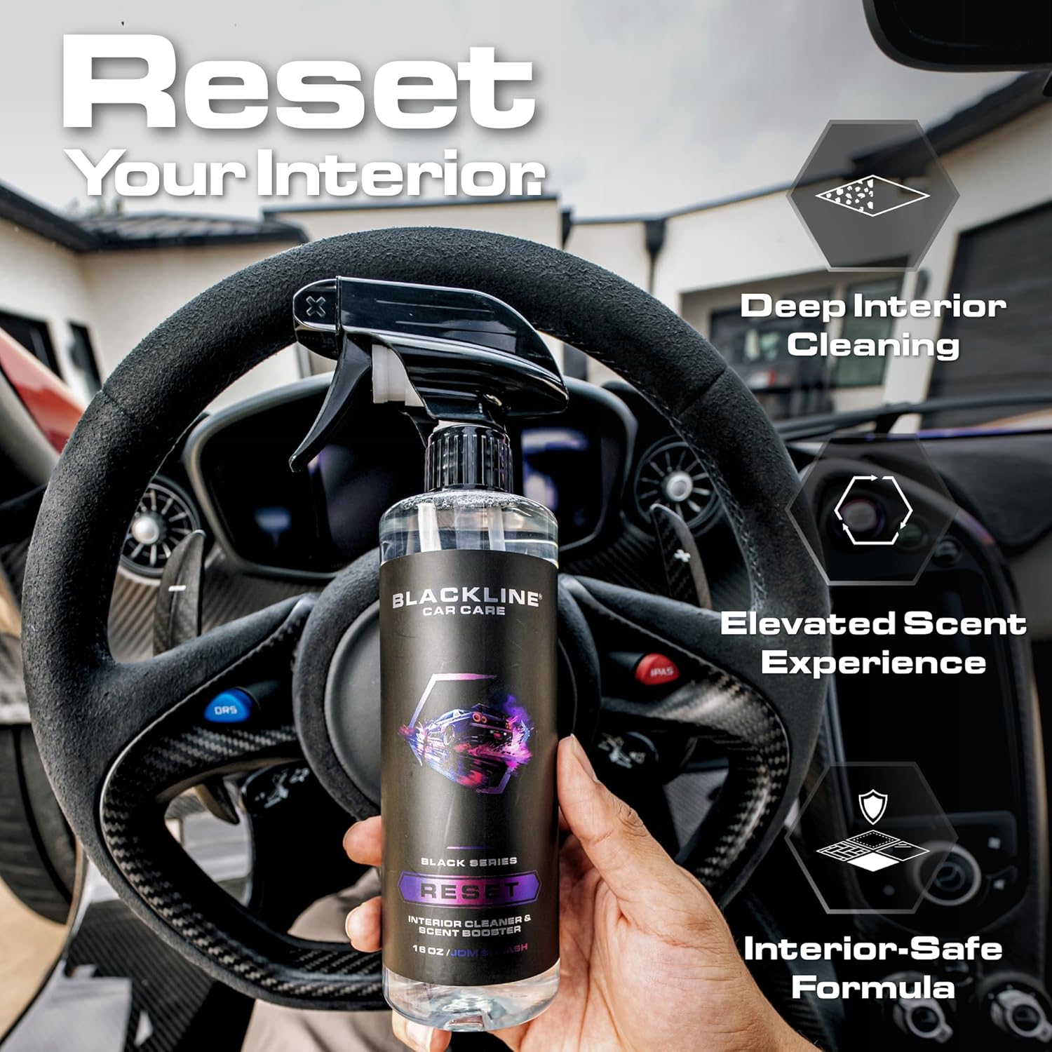 Luxury Scented Leather Interior Car Cleaner Reset Deep Cleans & Deodorizes All Surfaces, pH-Neutral High-Foam