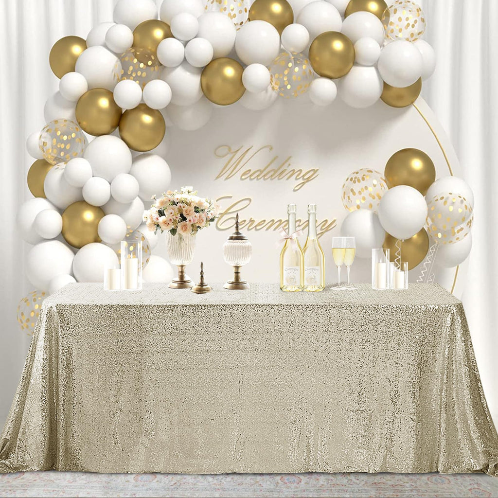 50x80 inch Rectangular Sequin Tablecloth Champagne, Glitter Tablecloth for Bridal Shower Decorations, Birthday