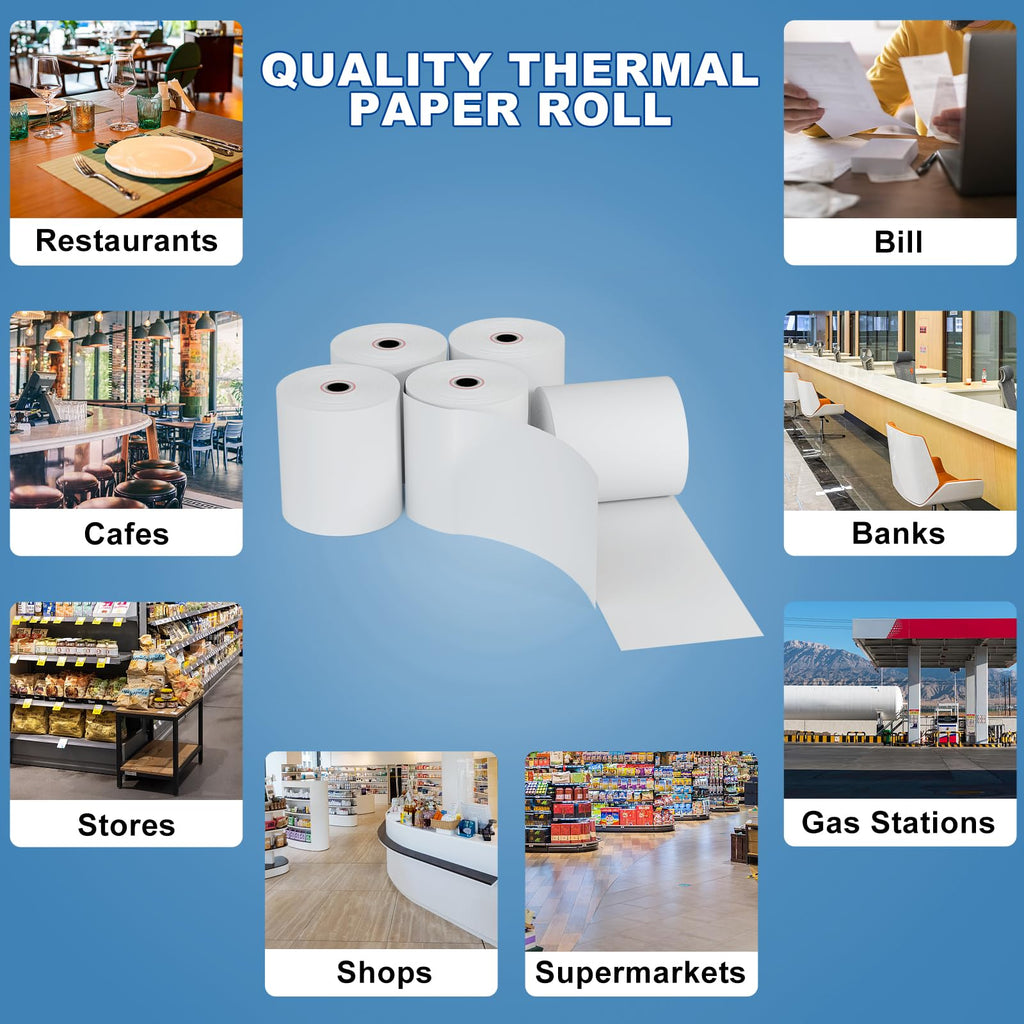 3 1/8" x 230ft Thermal Receipt Paper Cash Register Paper 20 Rolls