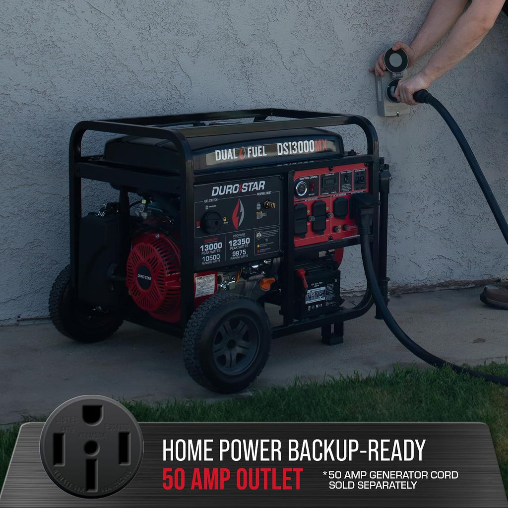 DS13000MX 13,000-Watt 500cc Dual Fuel Portable Generator - Gas and Propane, Remote Electric Start, Whole Home Power