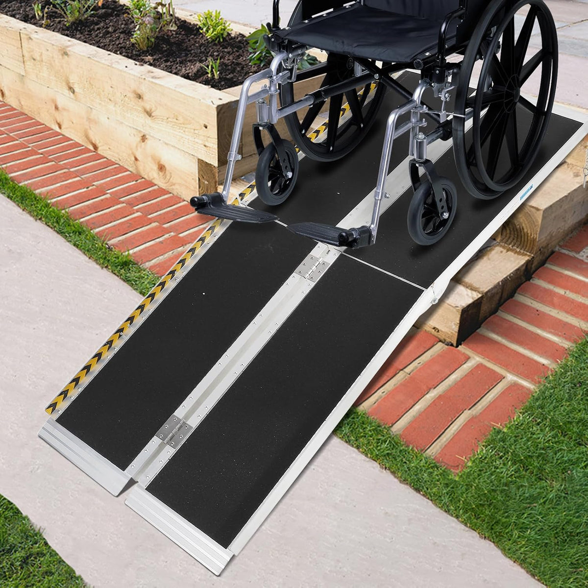 7FT Portable Wheelchair Ramp, Folding Aluminum Mobility Ramp