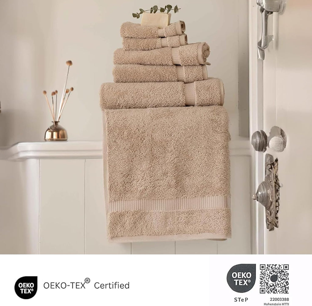 100% Turkish Cotton Bathroom Towel Set of 6-Piece, Taupe | 630 Gsm Thick Super Soft Highly Absorbent 2 Bath + 2 Hand