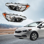 Halogen Headlight Semi Assembly Pair for 2014 2015 2016 Kia Forte Forte 5 No AFS Headlamp OE Replacement 92101A7200