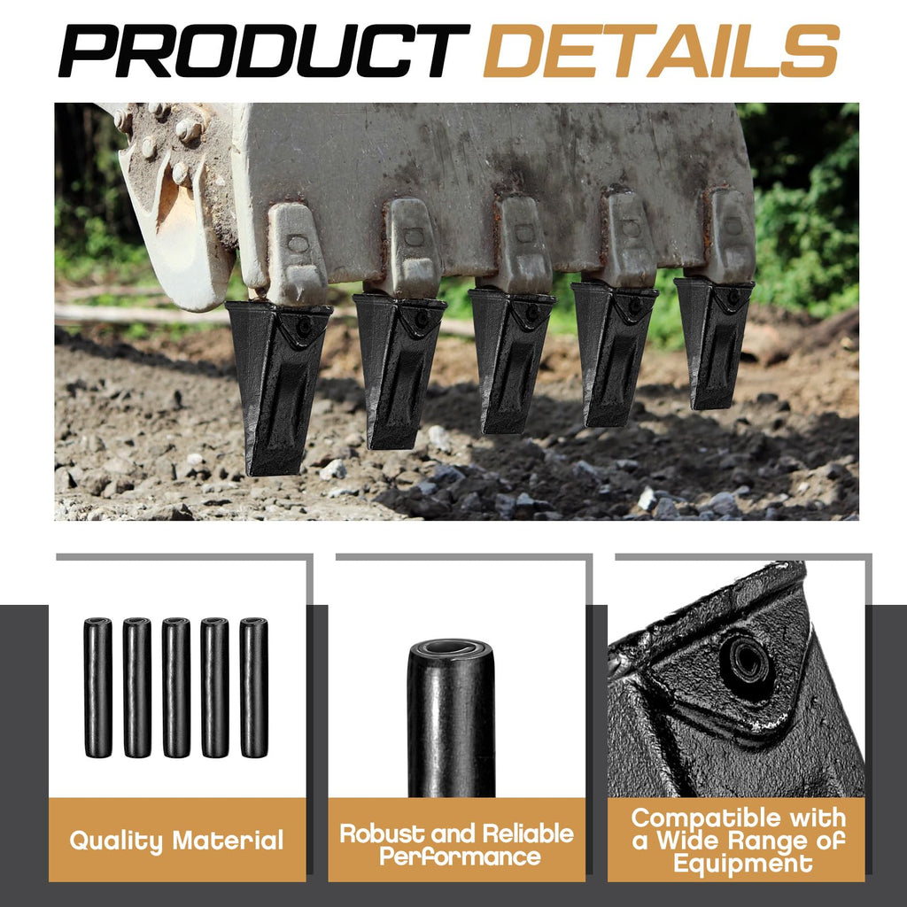 Hicarer 1.97" 20 Pack Length Long Bucket Teeth Pins, Compatible with Hensley X156 156pn P156 X156p Takeuchi Tb135 Skid Steer, Kubota 161-3 Excavator Backhoe Loader